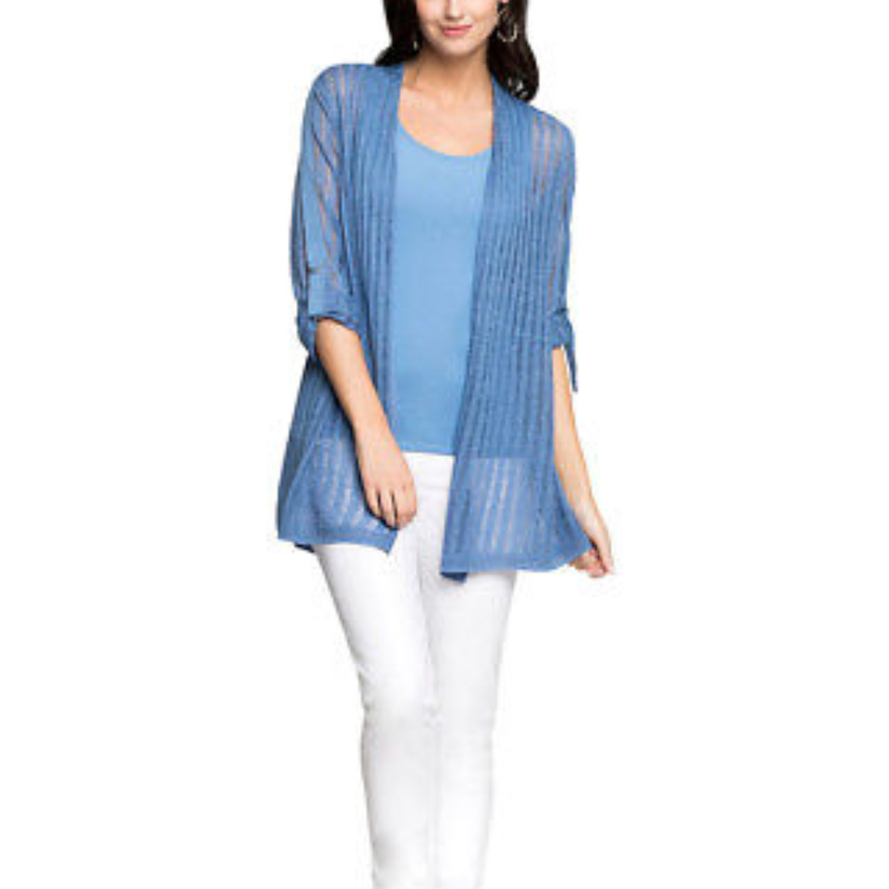 NIC + ZOE Sheer Nights Cardigan Duster Open Front - Picture 3 of 8